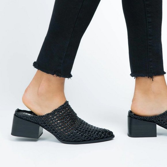 Sol Sana Shoes - Sol Sana Parker black woven leather mules